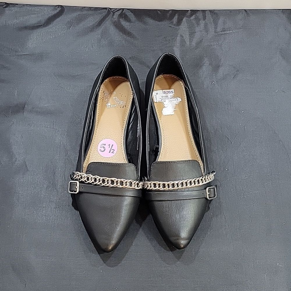 BRAND NEW REPORT CHAIN LINKING DESIGN SLIP ON WOMEN"S FLAT SHOE